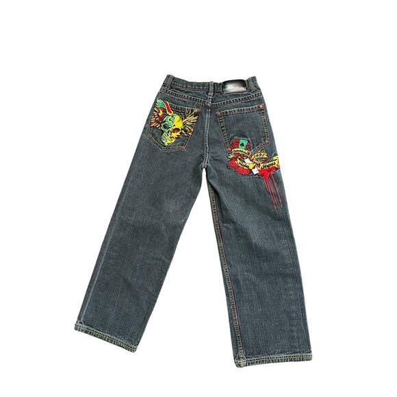 Fubu The Collection Jeans Womens Black  Wide Leg Sz 16 Hip Hop Y2K Graffiti - Picture 2 of 8